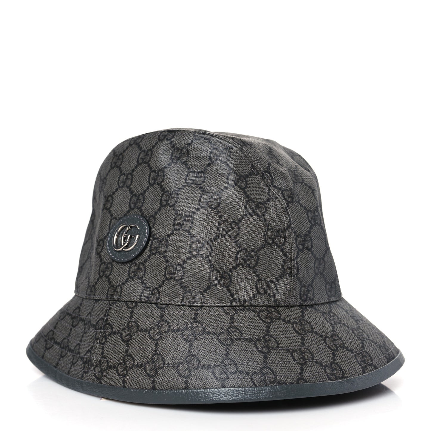 GG Supreme Monogram Textured Dollar Calfskin GG Blackie Fedora Hat M Grey Black Graphite