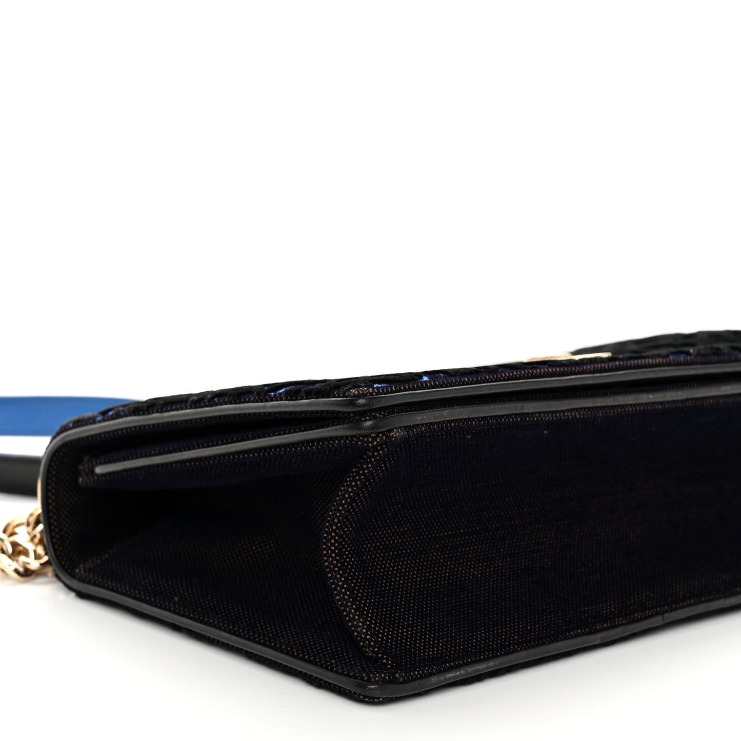 Velvet Oblique Medium Diorama Flap Bag Black Blue