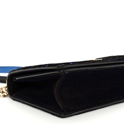 Christian Dior Velvet Oblique Medium Diorama Flap Bag Black Blue 9 of 10