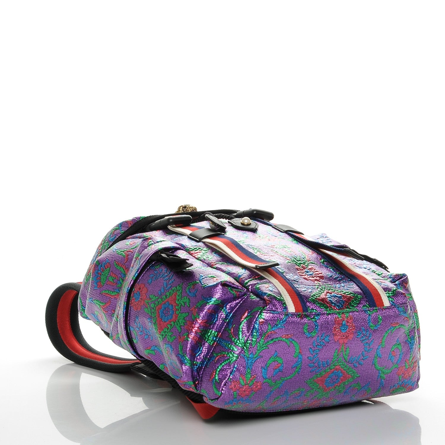Gucci Brocade Web Small Double Buckle Backpack Multicolor 4 of 7