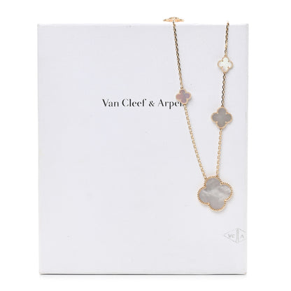 Van Cleef & Arpels 18K Yellow Gold Mother of Pearl 11 Motifs Magic Alhambra Necklace 5 of 5