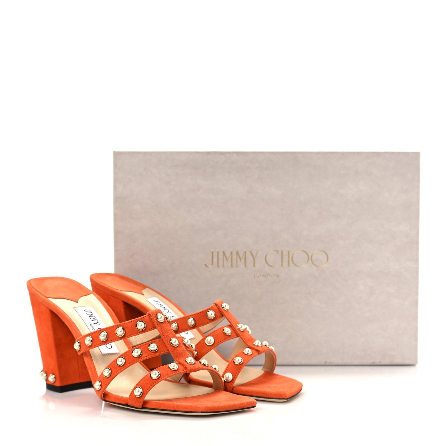 Suede Pearl Embellished Hazal 85 Mule Sandals 39 Orange