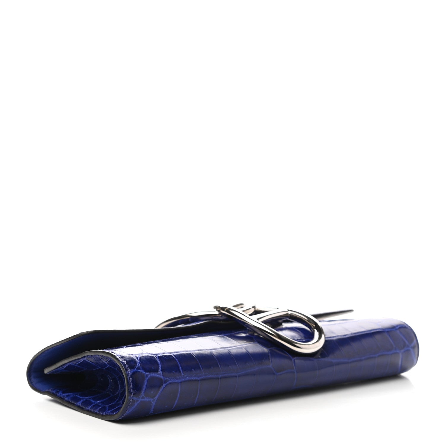 Hermes Shiny Niloticus Crocodile Egee Clutch Bleu Electrique 4 of 6