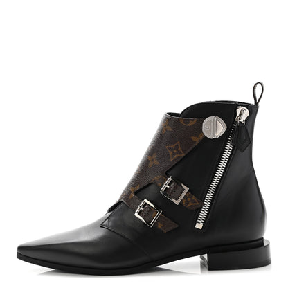 Louis Vuitton Monogram Jumble Flat Ankle Boots 37.5 Black 1 of 12