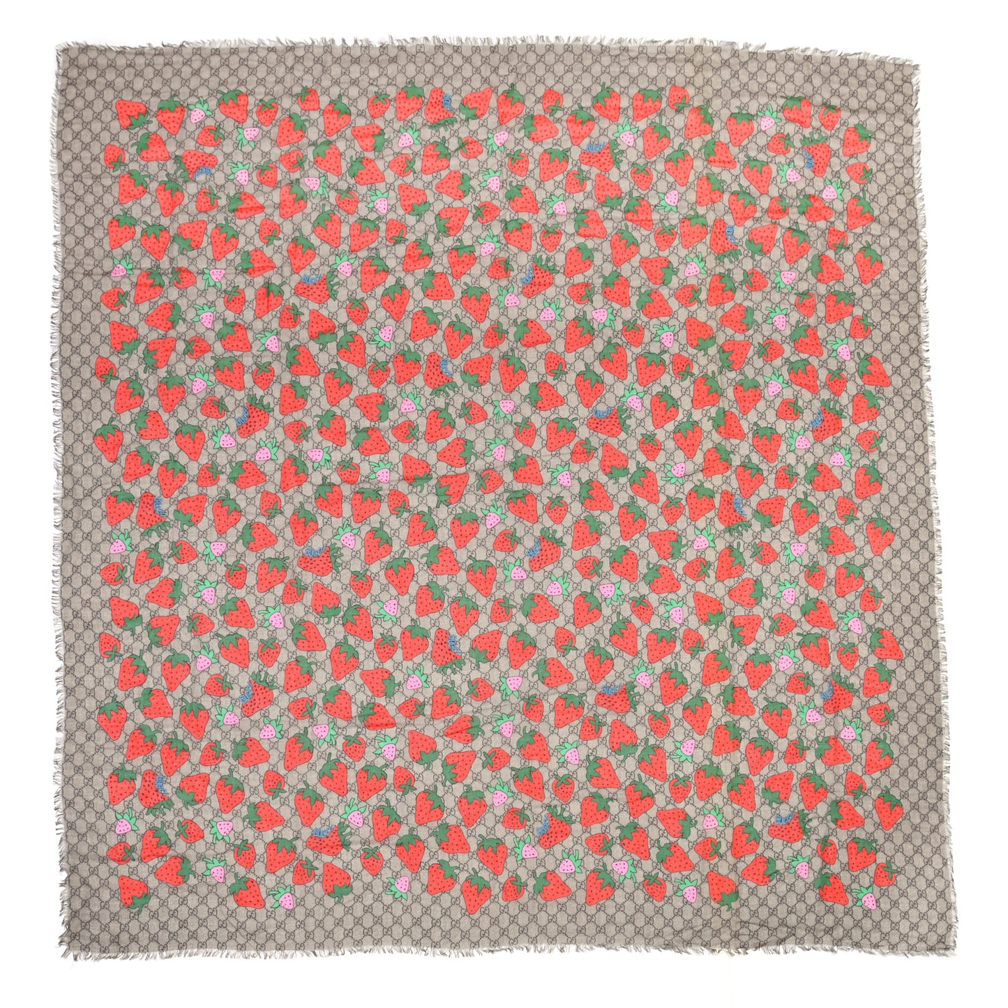 Modal Silk Monogram Strawberry Square Scarf
