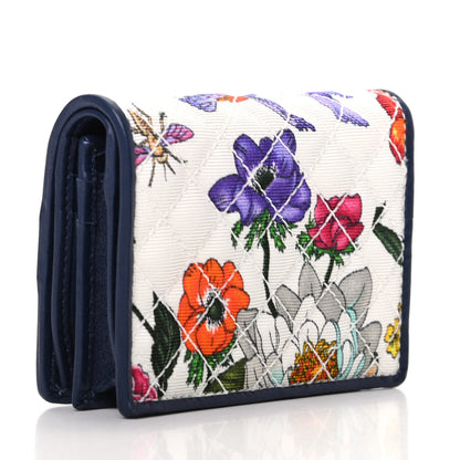 Gucci Canvas Flora Floral Trapuntata Zumi Card Case Wallet Great White Multicolor Blue Agata 3 of 8