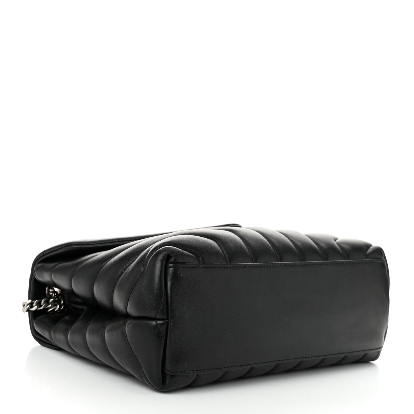 Calfskin Y Quilted Monogram Small Loulou Chain Satchel Black