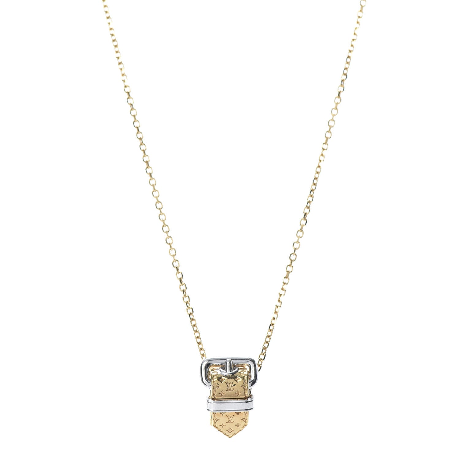 Louis Vuitton Nanogram Buckle Pendant Necklace Gold 1 of 5
