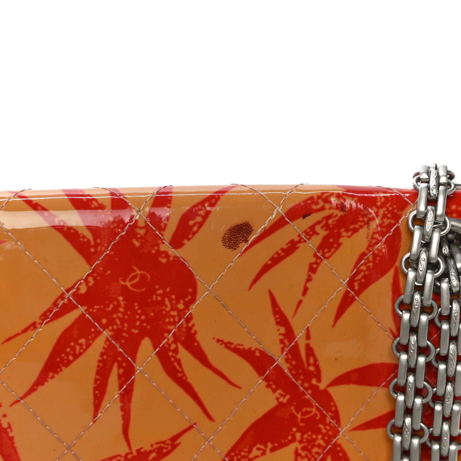 Chanel Patent Quilted Floral Printed 2.55 Reissue 225 Flap Orange 11 of 17
