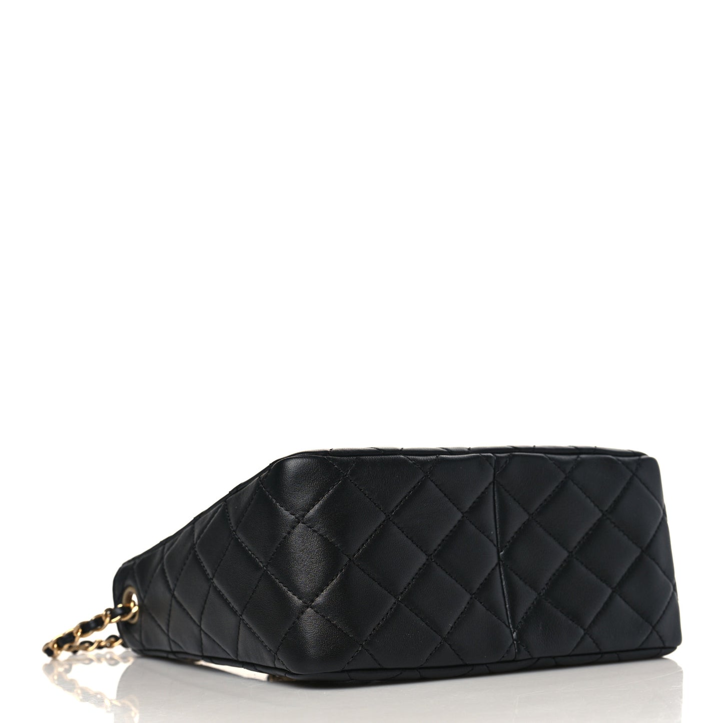 Lambskin Quilted Small Pearl Crush Hobo Black