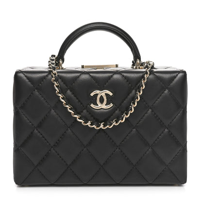 Chanel Lambskin Quilted Small CC Top Handle Box Bag Black 1 of 10
