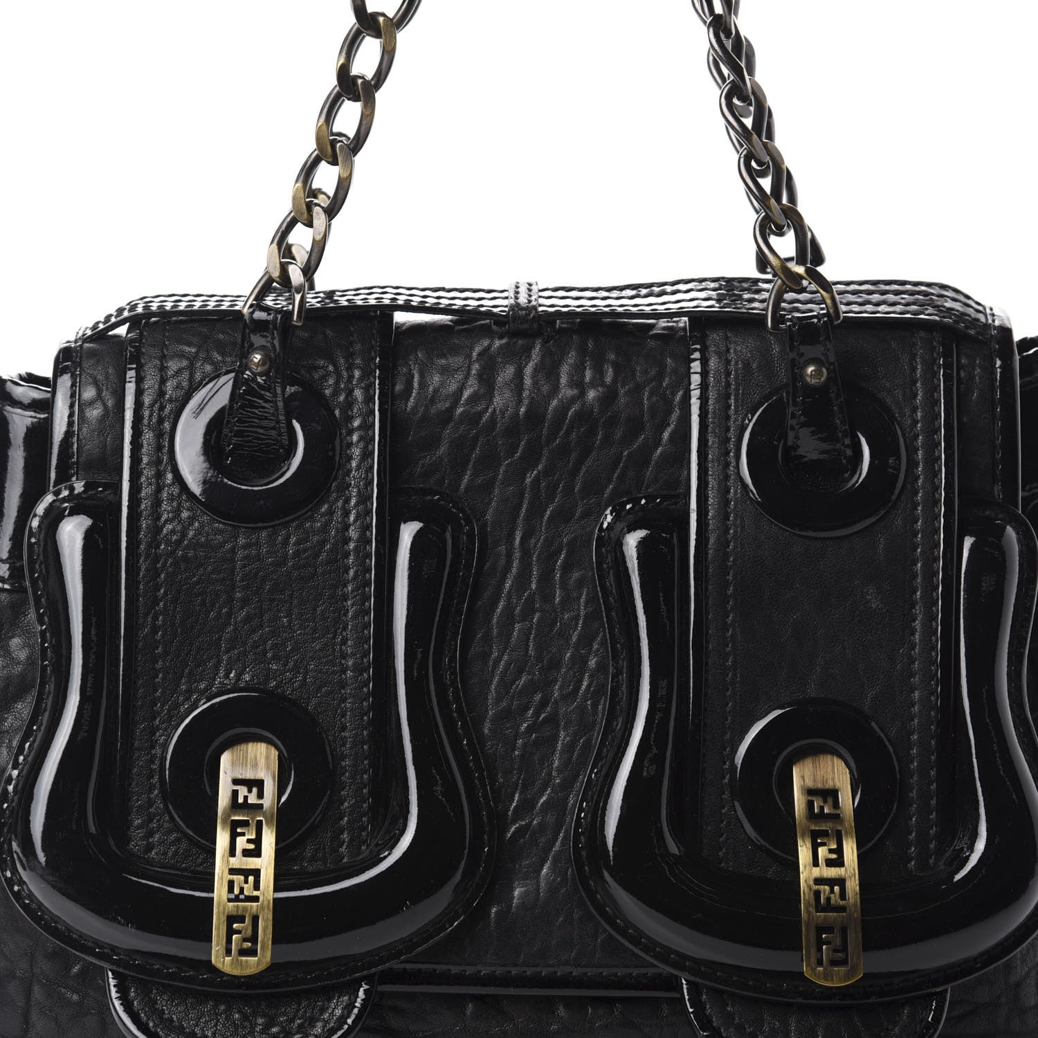 Fendi Nappa Patent B Bag Black 14 of 14