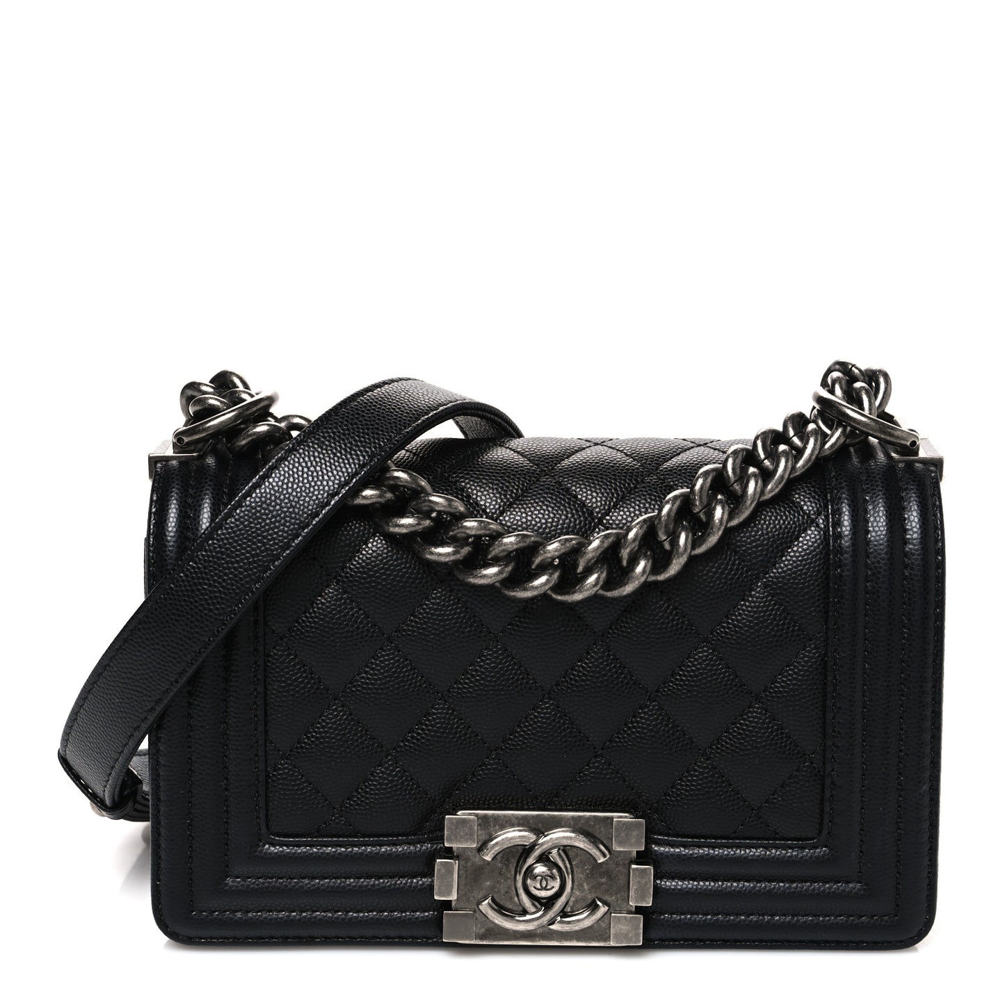 Caviar Quilted Small Boy Flap Black