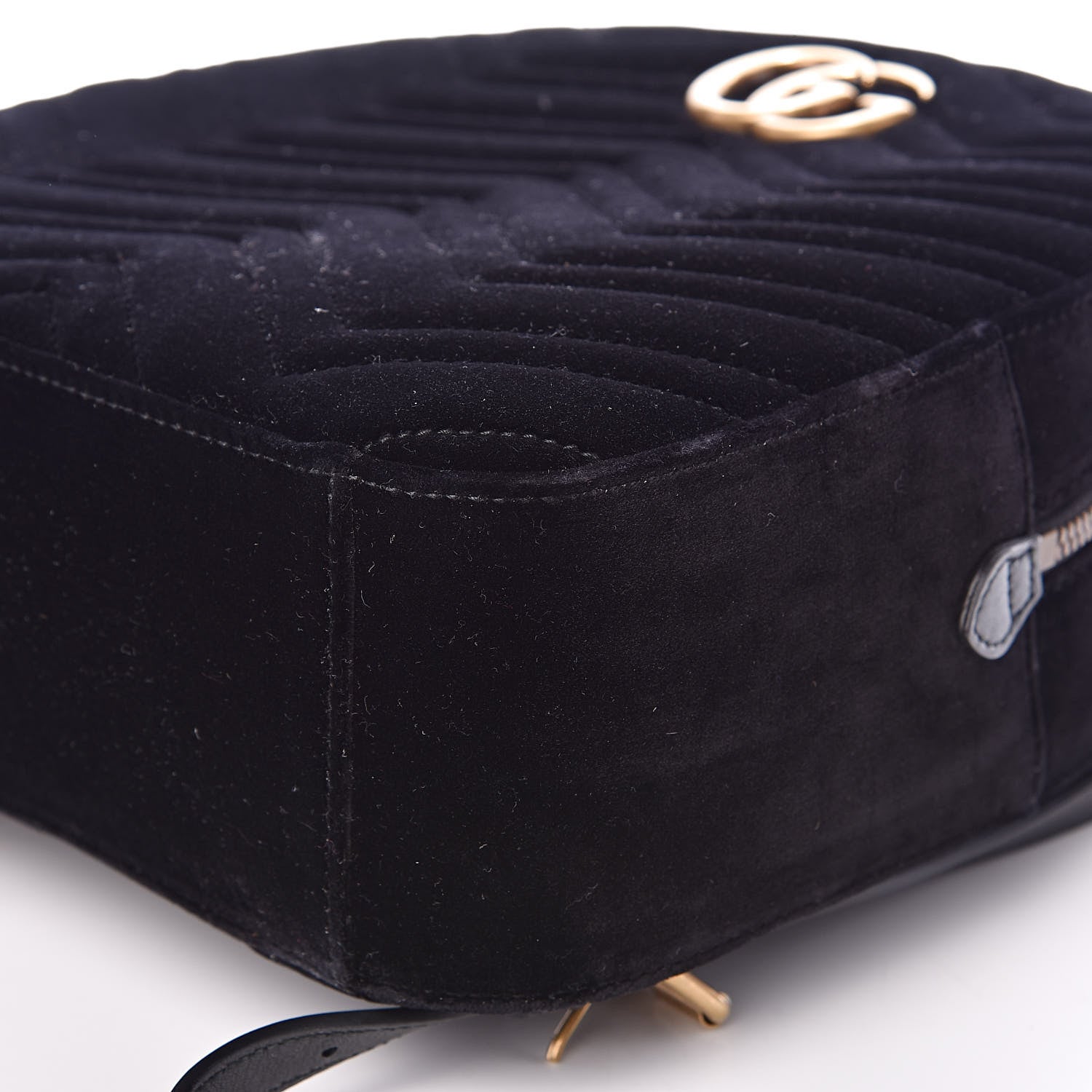 Gucci Velvet Matelasse GG Marmont Dome Backpack Black 9 of 10