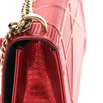 Christian Dior Metallic Patent Micro-Cannage Medium Diorama Flap Bag Red 13 of 15