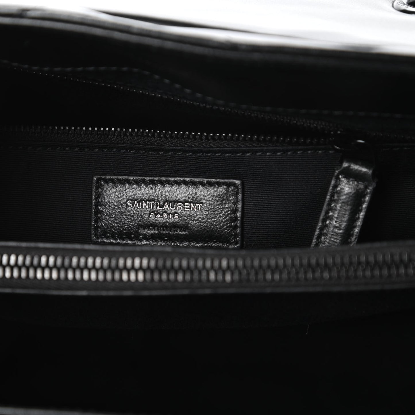 Calfskin Y Quilted Monogram Medium Loulou Chain Satchel Black