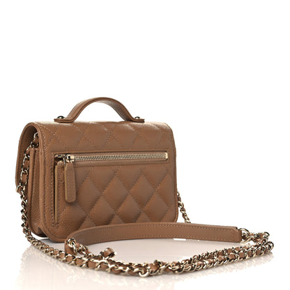 Chanel Caviar Quilted Business Affinity Clutch With Chain Flap Dark Beige 3 of 12