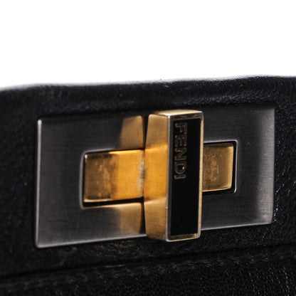 Fendi Goatskin Zucca Large Peekaboo Iconic Satchel Black Tobacco 7 of 9