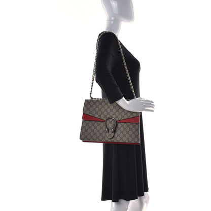 Gucci GG Supreme Monogram Suede Cudu Medium Dionysus Shoulder Bag Beige Ebony Vulcanic Red 3 of 14