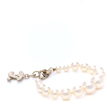 Chanel Graduated Pearl Crystal CC Bracelet Gold 1 of 6