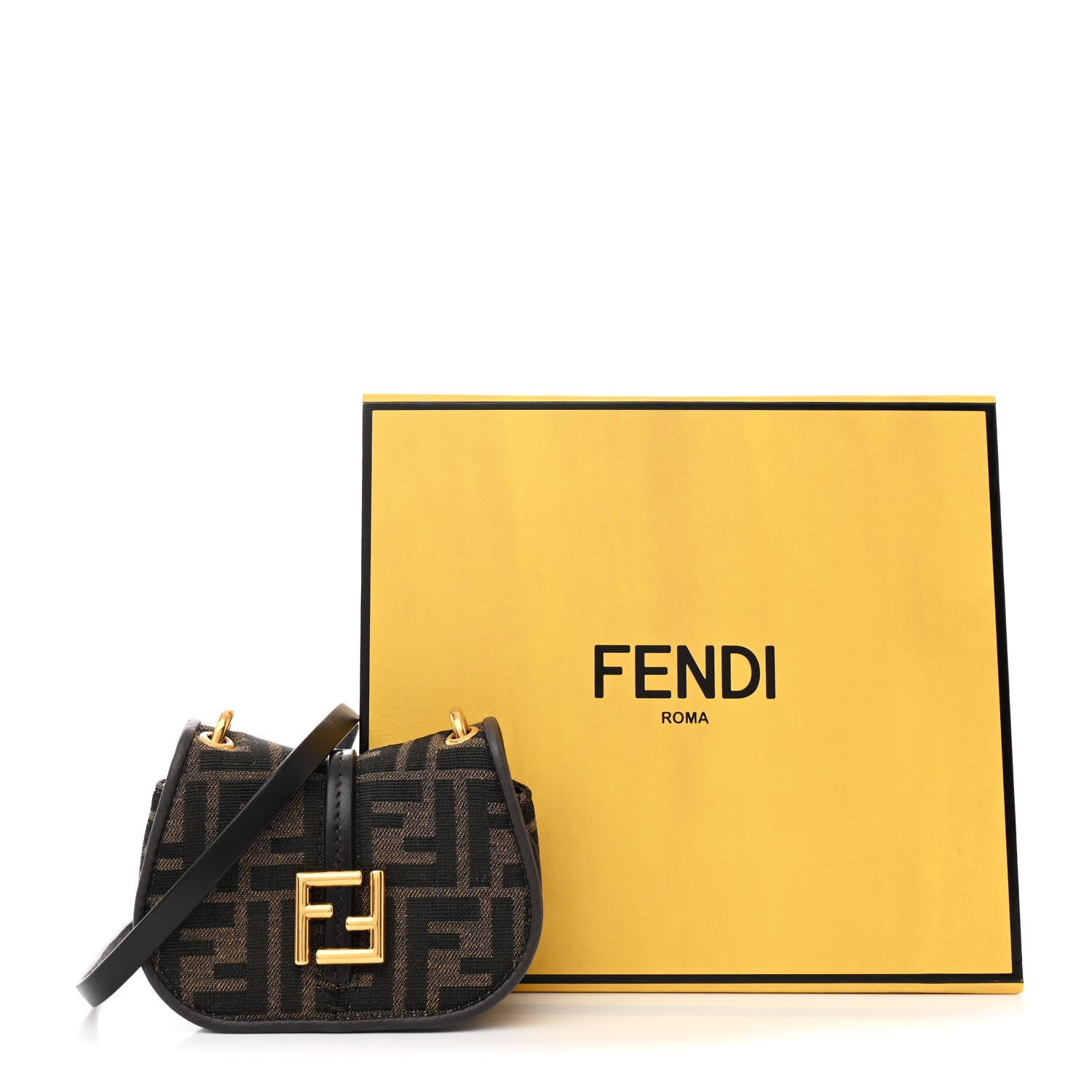FENDIバッグ Fendi Fabric Jacquard Vitello Cher Cuoio FF 1974 Nano Fendi C'mon