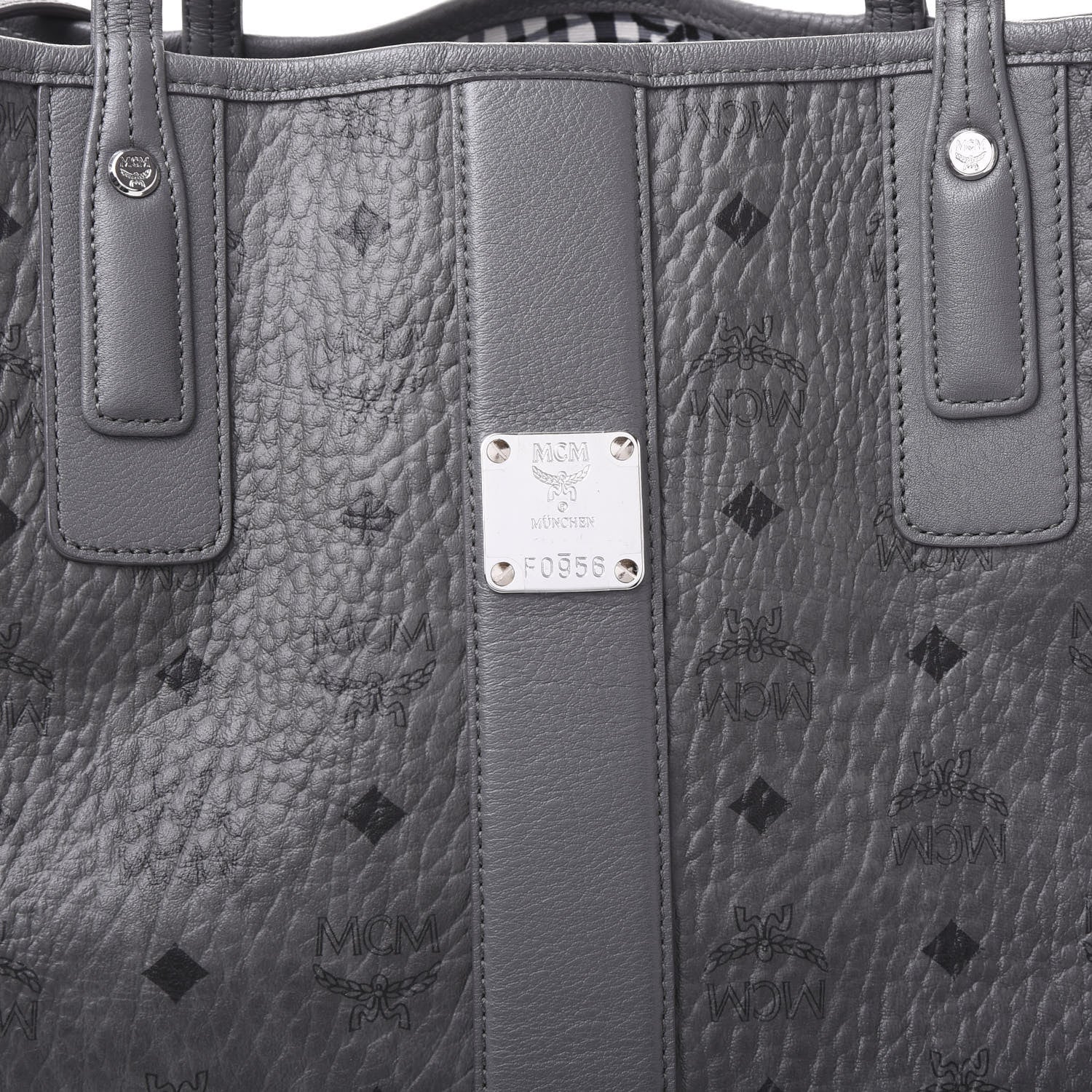 MCM Visetos Medium Liz Reversible Shopper Tote Phantom Grey 7 of 9
