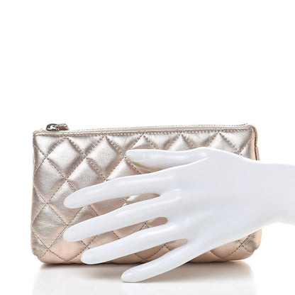 Chanel Metallic Lambskin Quilted Cosmetic Pouch Light Gold 2 of 8