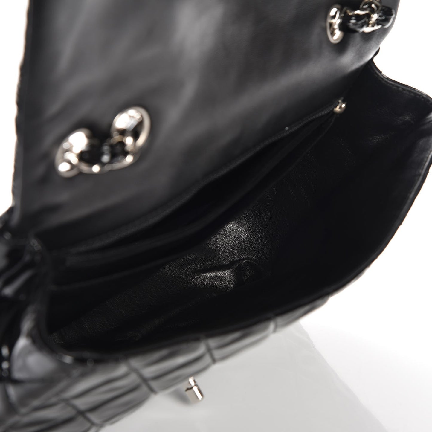 Patent Quilted Jumbo Single Flap Black