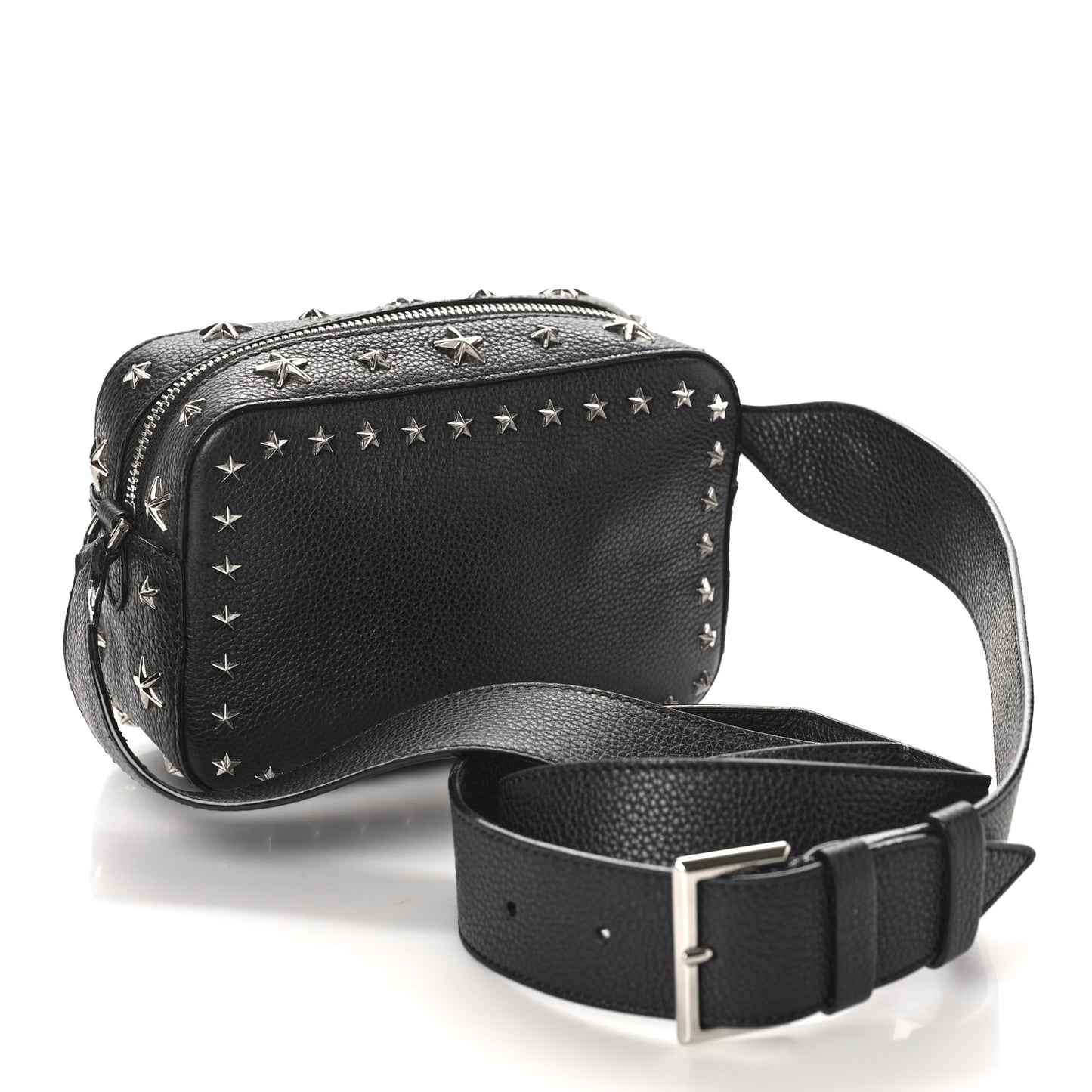 Calfskin Star Studded Pegasi Camera Crossbody Bag Black