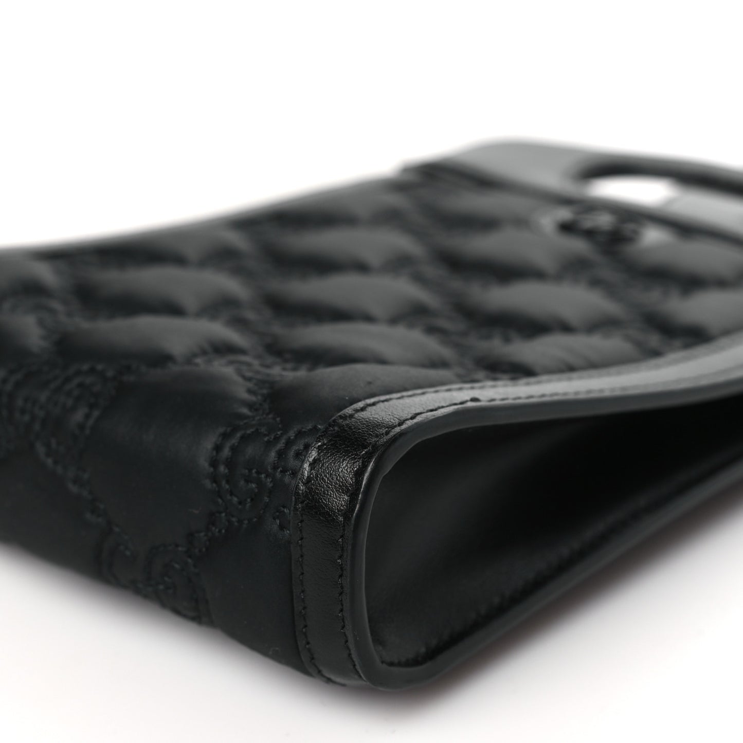 Nylon Calfskin Enamel GG Matelasse Mini Top Slip Handle Crossbody Bag Black