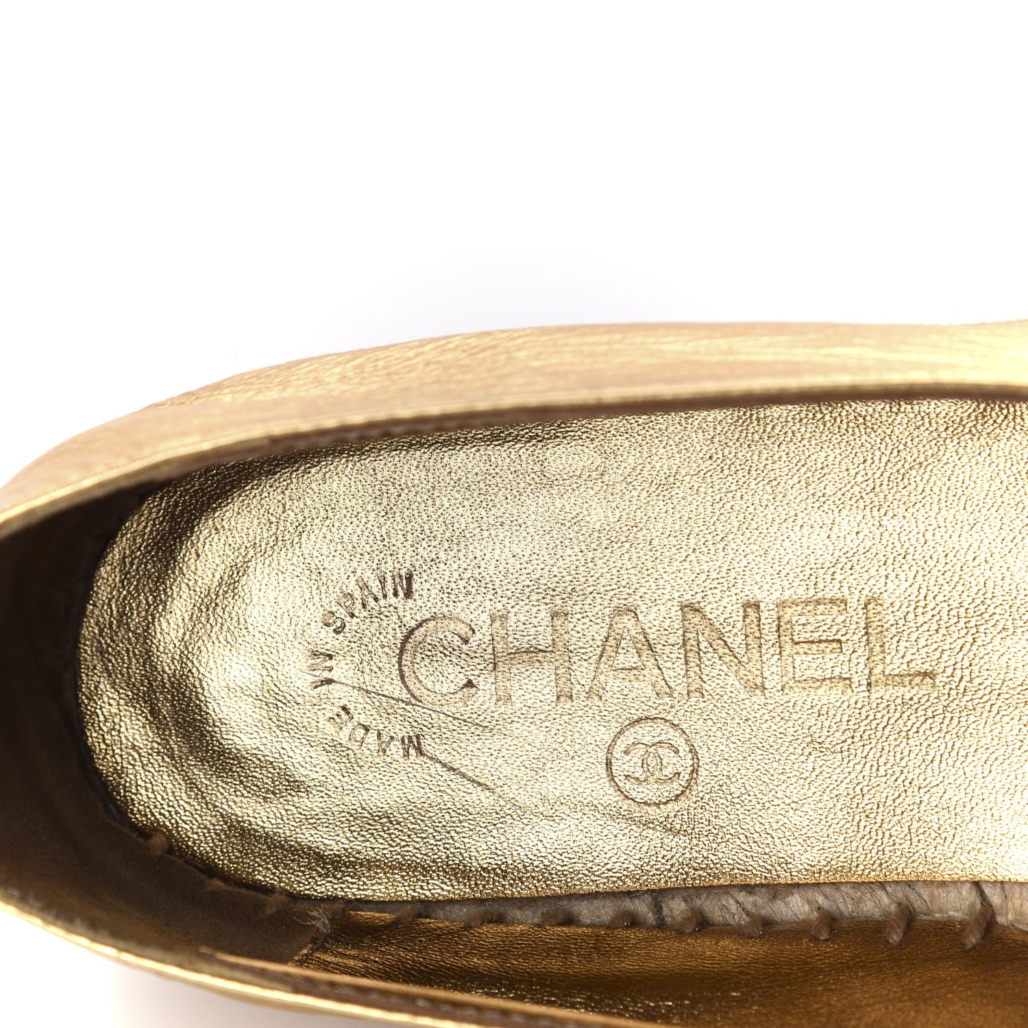 Chanel Laminated Lambskin Grosgrain CC Espadrilles 39 Gold Black 7 of 11