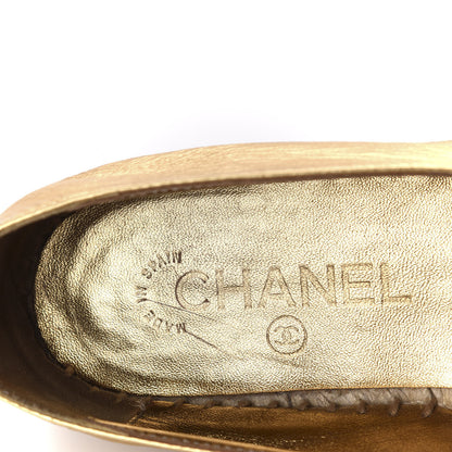 Chanel Laminated Lambskin Grosgrain CC Espadrilles 39 Gold Black 7 of 11