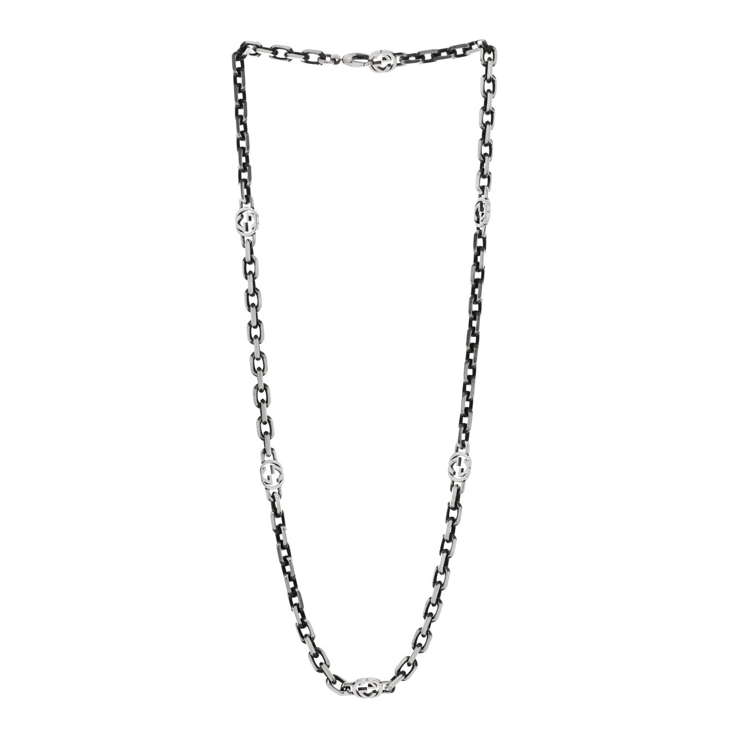 Sterling Silver Interlocking GG Chain Necklace
