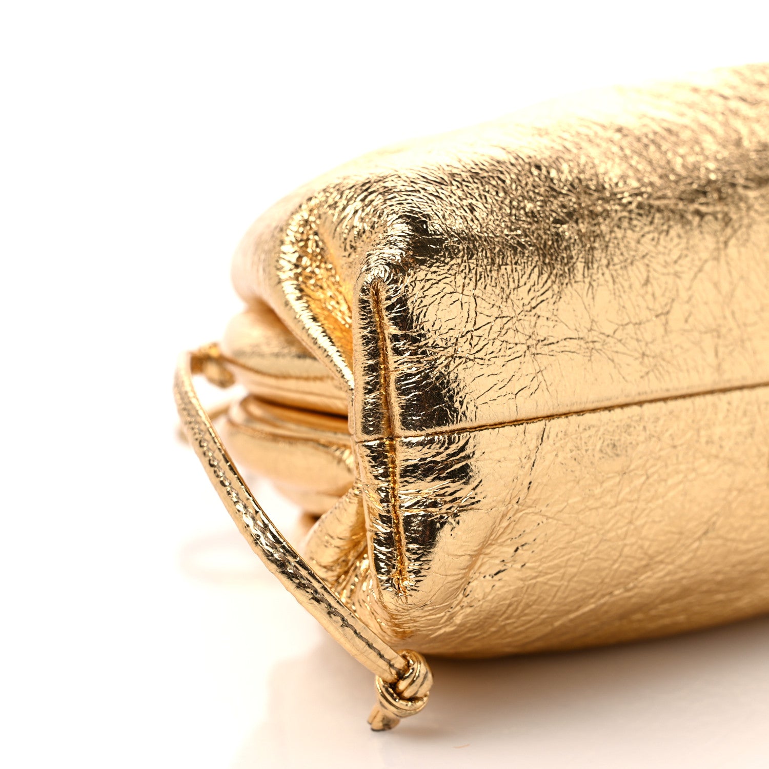 Bottega Veneta Metallic Crinkled Lambskin The Mini Pouch Oro 7 of 8