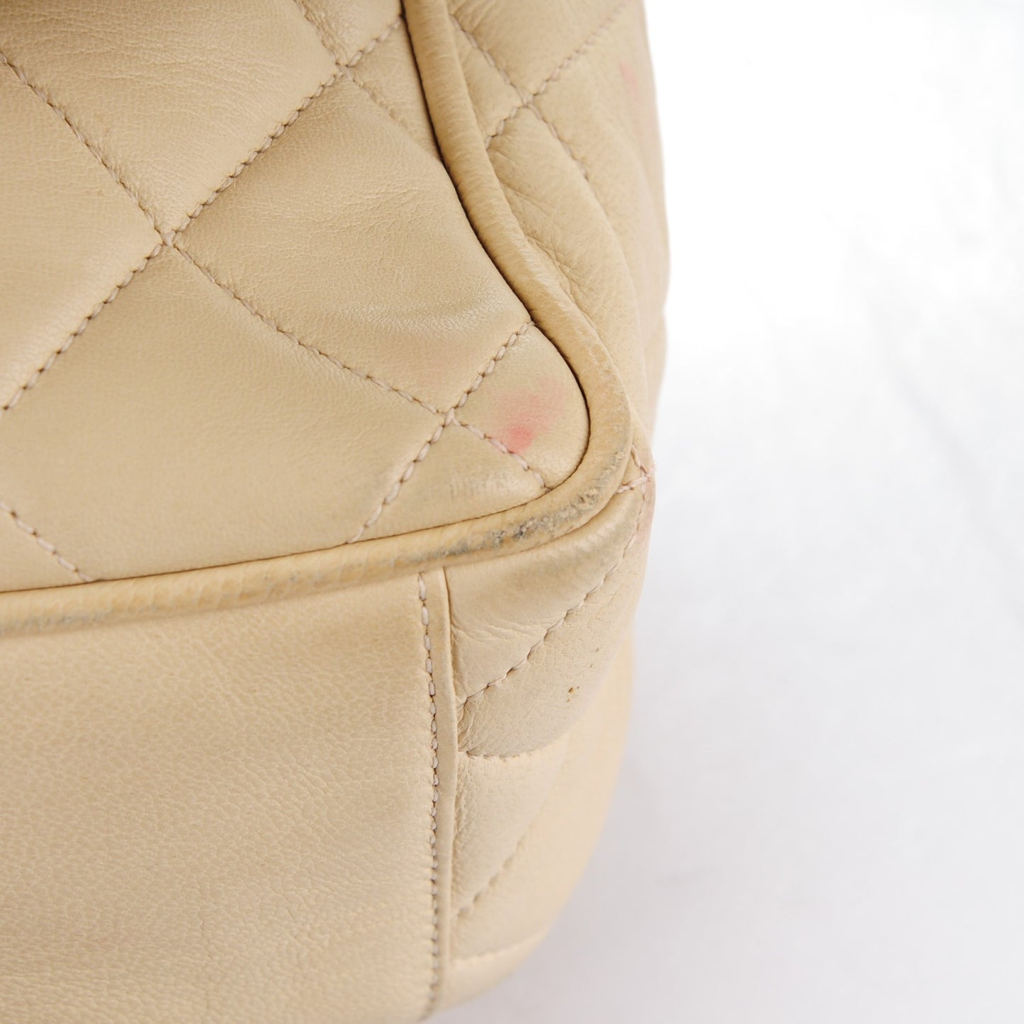 Lambskin Quilted Backpack Beige Clair