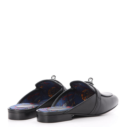 Hermes Goatskin Oz Mules 37 Black 4 of 8