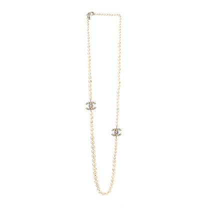 Chanel Graduated Pearl Long CC Necklace Gold 3 of 7
