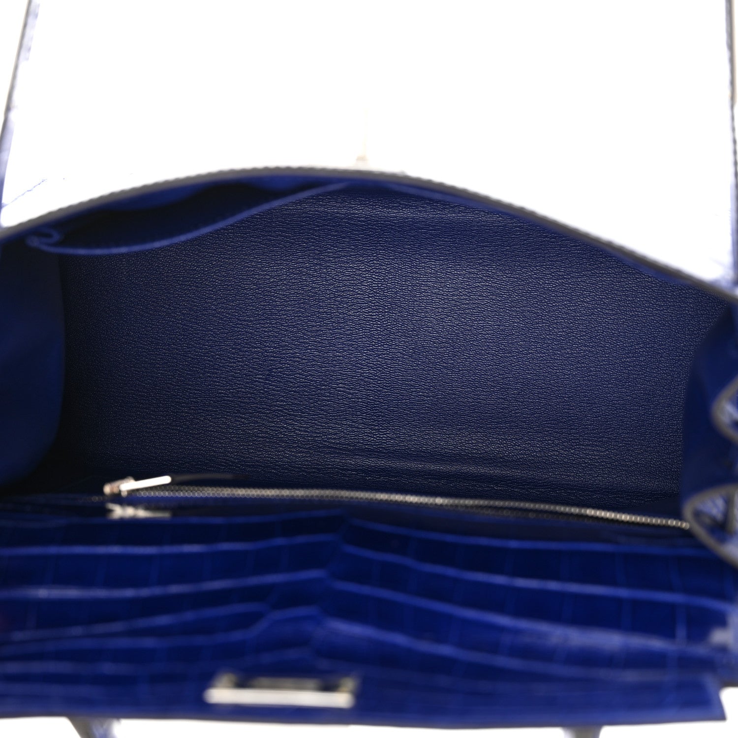 Hermes Shiny Niloticus Crocodile Kelly Sellier 28 Bleu Electrique 5 of 12