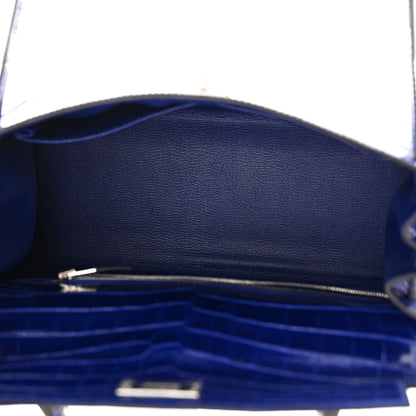 Hermes Shiny Niloticus Crocodile Kelly Sellier 28 Bleu Electrique 5 of 12