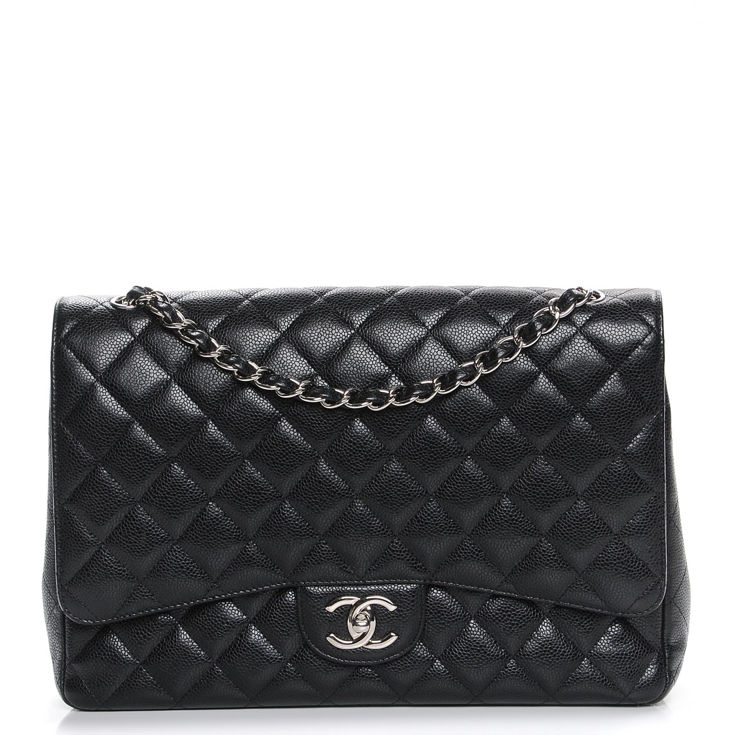 Caviar Quilted Maxi Double Flap Black