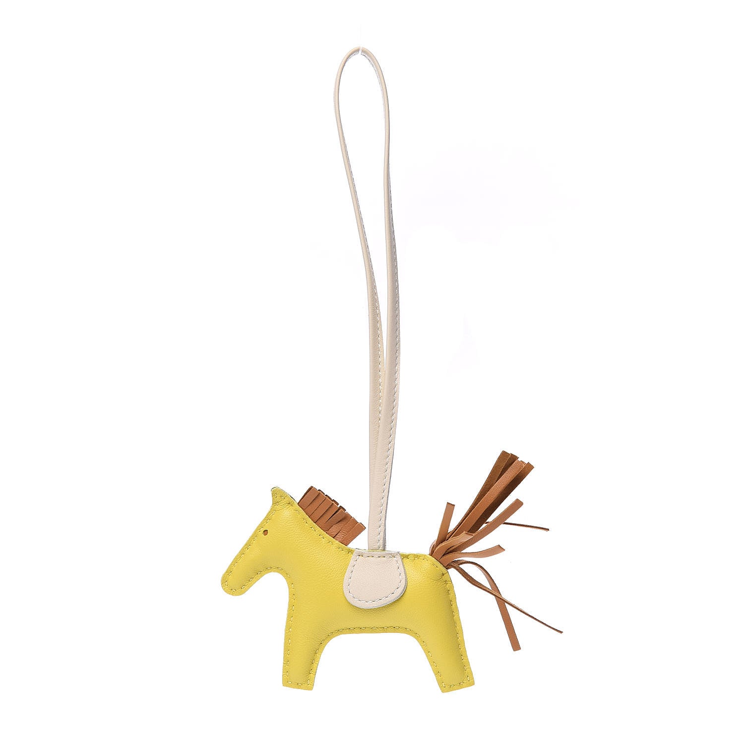 Hermes Milo Lambskin Grigri Rodeo Horse Bag Charm PM Lime Sesame Craie 1 of 3