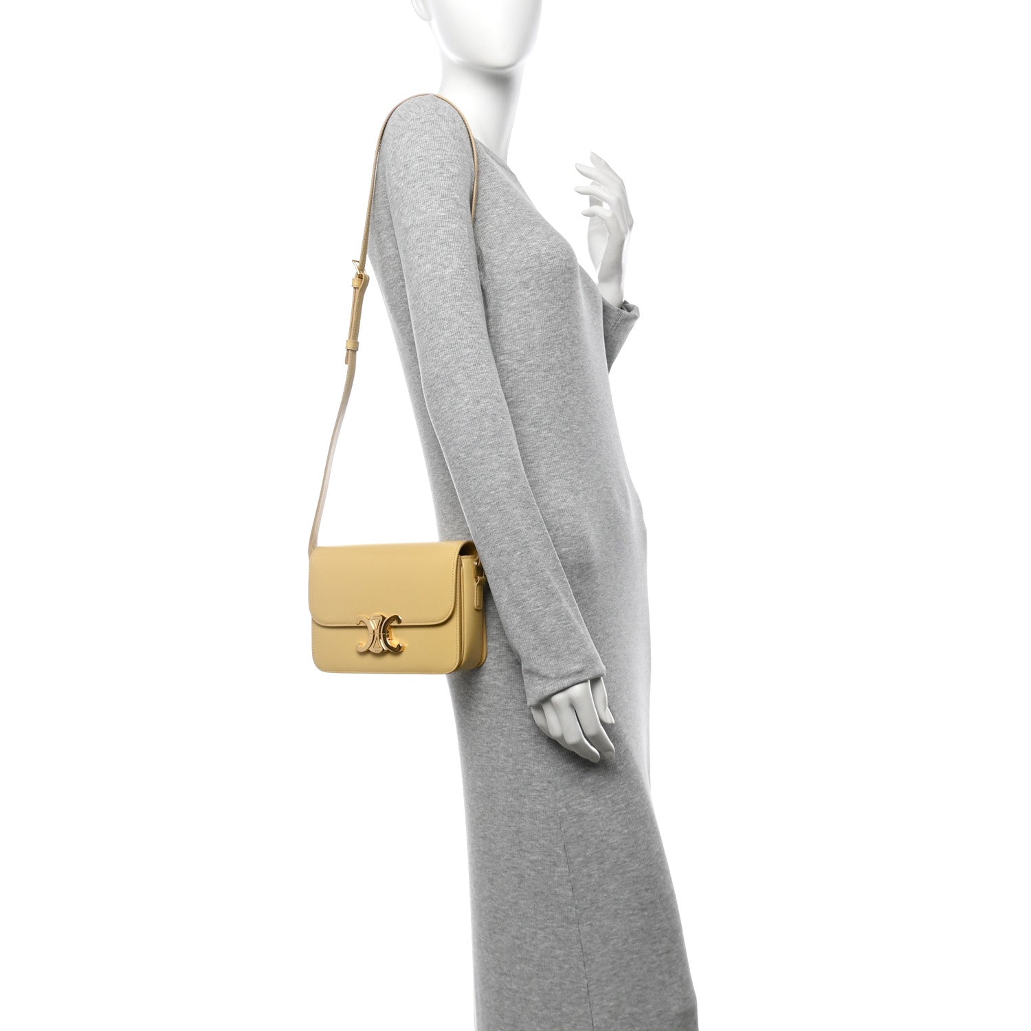Celine Shiny Calfskin Teen Triomphe Light Yellow 2 of 14