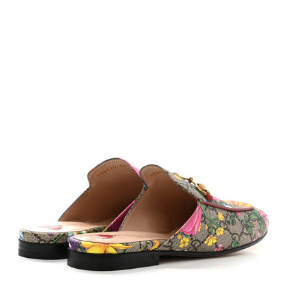 Gucci GG Supreme Monogram Flora Womens Princetown Slippers 36 Beige Ebony Multicolor Rosso 4 of 9