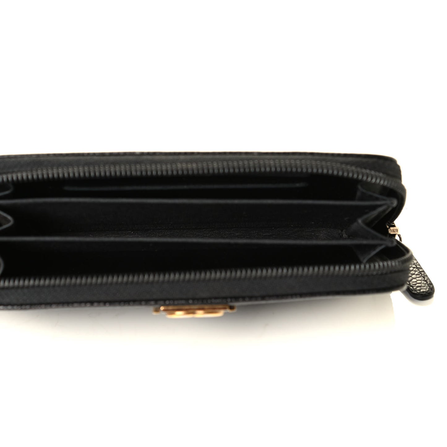 Caviar Quilted Small Boy Zip Around Wallet Black