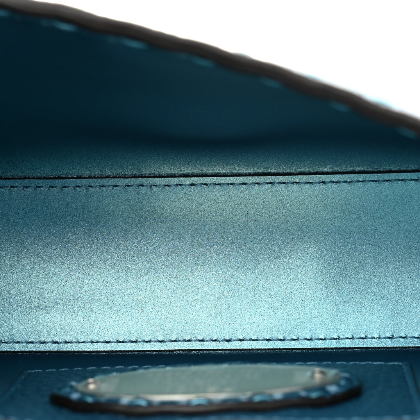 Metallic Cuoio Roma Sellerissima Nappa Sintetica Tape Stitch Mini Baguette Placca Argento
