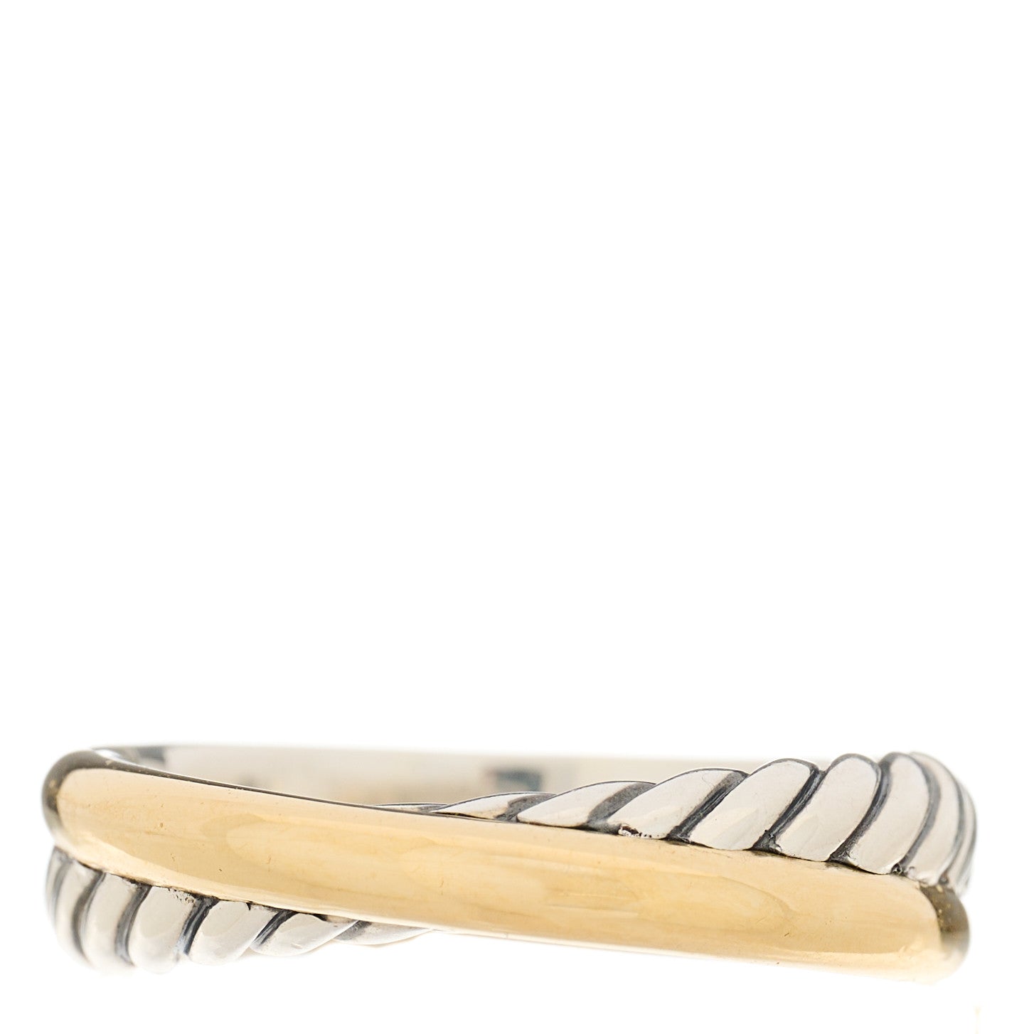 David Yurman Sterling Silver 18K Yellow Gold Narrow Crossover Ring 54 7 1 of 4