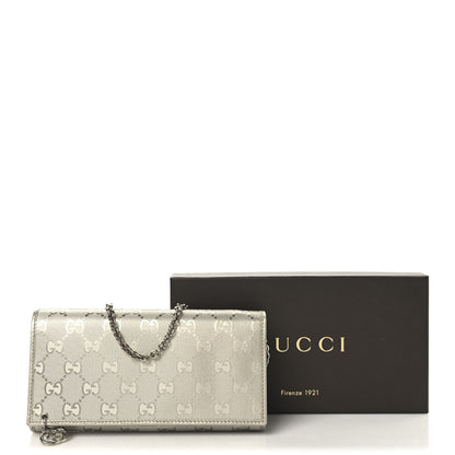 Gucci Imprime Monogram GG Pierce Chain Clutch Wallet Silver 13 of 13