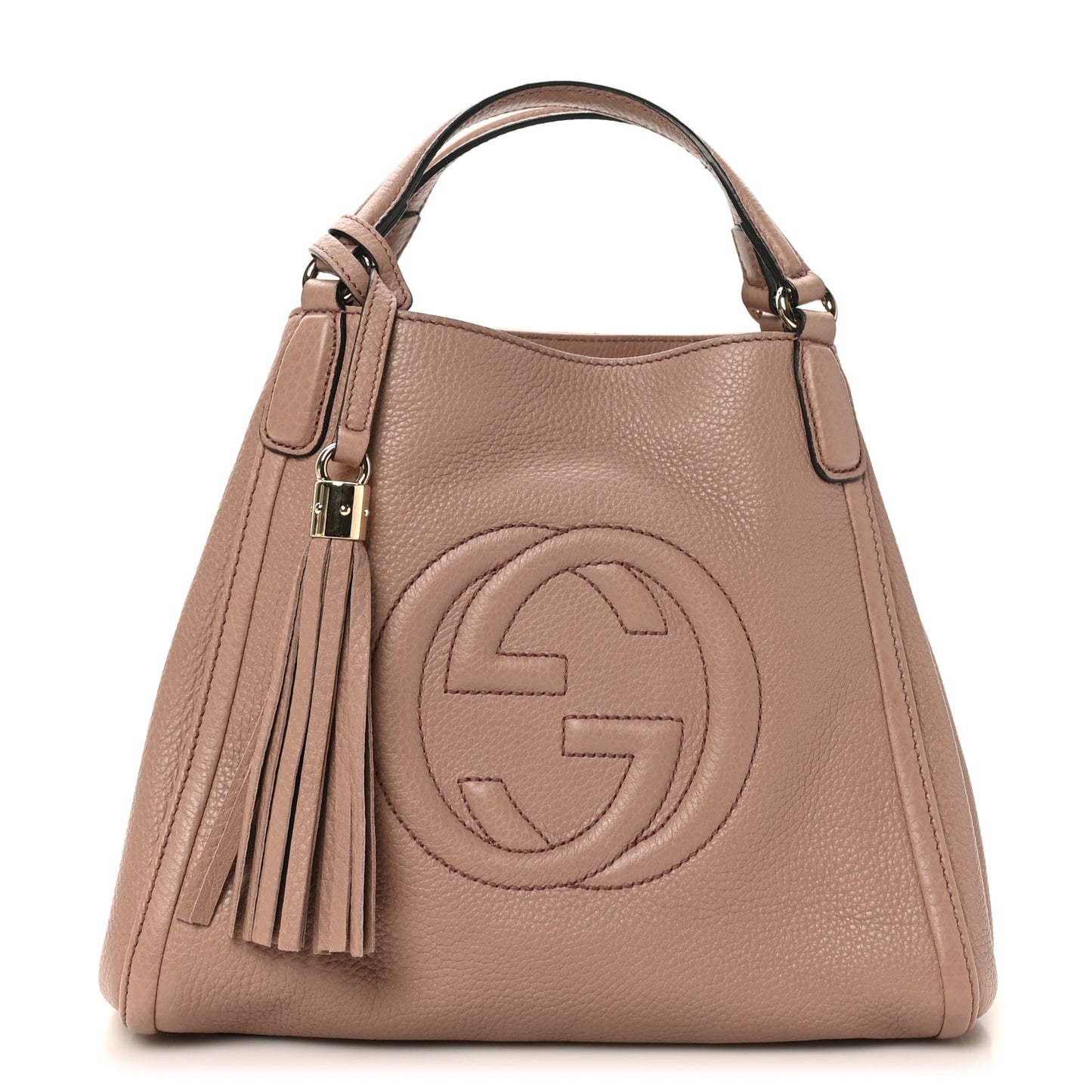 Pebbled Calfskin Small Soho Shoulder Bag Light Pink