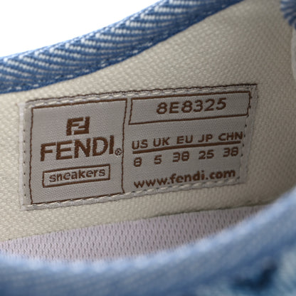 Fendi Denim Jacquard FF Matelasse Womens Domino Low Top Sneakers 38 Blue Navy 9 of 10