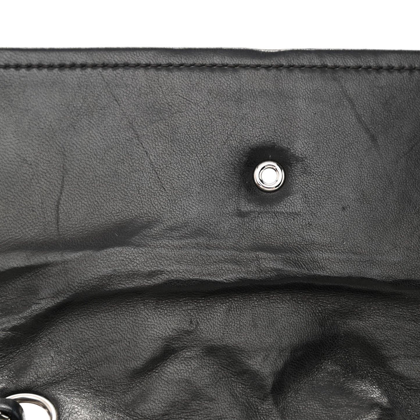 Lambskin Quilted Flap Black White